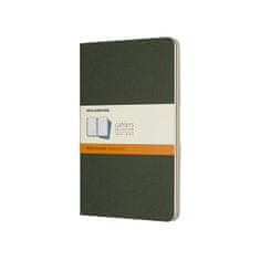 Moleskine Zošity Cahier L, linajkový, 3 ks, tm. zelené