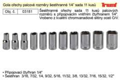 HADEX GOLA orechy palcové rozmery šesťhrané 1/4” sada 11ks