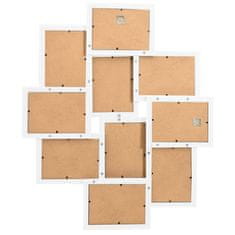 Vidaxl Kolážový fotorámik na 10 fotiek (13x18 cm) biely MDF