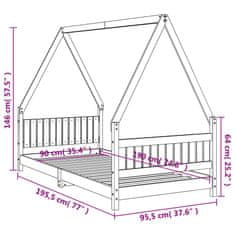 Vidaxl Rám detskej postele 90x190 cm masívna borovica