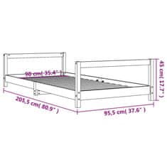 Vidaxl Rám detskej postele 90x200 cm masívna borovica