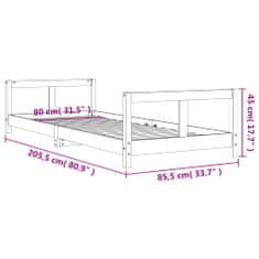 Petromila vidaXL Rám detskej postele biely 80x200 cm masívna borovica