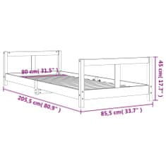 Petromila vidaXL Rám detskej postele čierny 80x200 cm masívna borovica