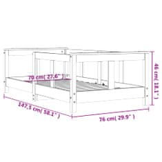 Vidaxl Rám detskej postele čierny 70x140 cm masívna borovica