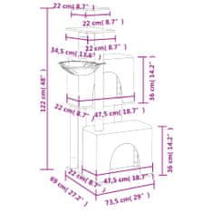 Vidaxl Škrabadlo pre mačky so sisalovými stĺpikmi tmavosivé 122 cm