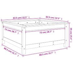 Petromila vidaXL Záhradný kvetináč sivý 82,5x82,5x39 cm borovicový masív