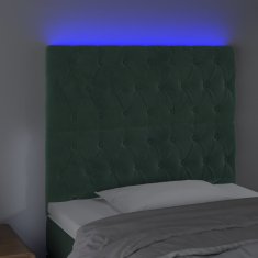 Vidaxl Čelo postele s LED tmavozelené 90x7x118/128 cm zamat