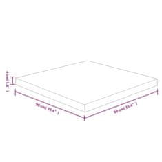 Vidaxl Štvorcová stolová doska 90x90x4 cm neošetrený dubový masív