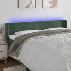 Vidaxl Čelo postele s LED tmavozelené 183x16x78/88 cm zamat