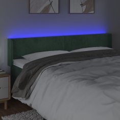 Vidaxl Čelo postele s LED tmavozelené 183x16x78/88 cm zamat