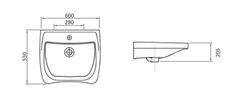 SAPHO DISABLED keramické umývadlo 60x55 cm, pre telesne postihnutých 5160 - Sapho