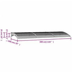 Vidaxl Vchodová strieška čierna 300x100 cm polykarbonát