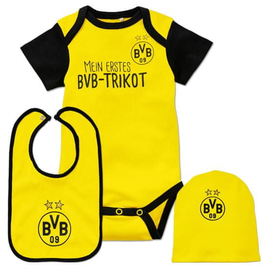 FAN SHOP SLOVAKIA Baby Sada Borussia Dortmund, Body, Podbradník, Čiapočka, 3ks Vel.62/68