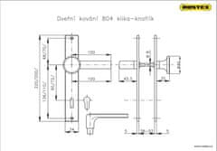 Kľučka dver.sa št.+ gomb. 804/90mm vložka Cr-nerez
