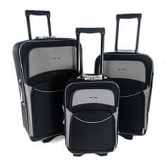 Rogal Set 3 sivo-čiernych cestovných kufrov "Standard" - veľ. M, L, XL