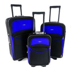 Rogal Set 3 modro-čiernych cestovných kufrov "Standard" - veľ. M, L, XL