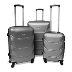 Rogal Strieborná sada 3 luxusných ľahkých plastových kufrov "Luxury" - veľ. M, L, XL