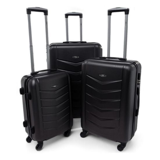 Rogal Čierna sada 3 odolných elegantných plastových kufrov "Armor" - veľ. M, L, XL