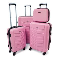 Rogal Ružová sada 4 elegantných plastových kufrov "Armor" - veľ. S, M, L, XL
