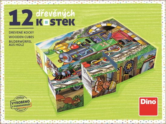 DINO Obrázkové kocky Mašinka, 12 kociek