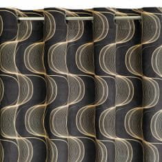 DESIGN 91 Zamatový záves s krúžkami - Pola, čierno-béžový 140 x 250 cm
