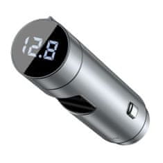 BASEUS Car Charger Bluetooth Fm Transmitter Energy Column MP3 PPS QC 2xUSB 18W Silver (CCNLZ-C0S)