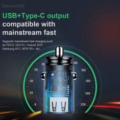 BASEUS Car Charger Circular Plastic A+C PPS PD3.0 + QC4.0 + 30W čierna (CCALL-YS01)