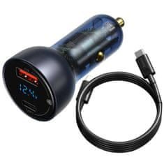 BASEUS Car Charger Set Particular Digital Display PPS QC U+C (60W C+C cable 1m) 45W čierna TZCCKX-0G