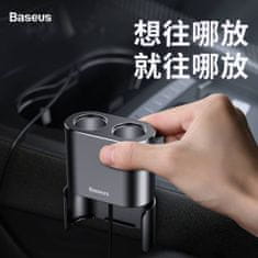 BASEUS Car charger One to Two Cigarette Lighter(dual- lighter 80W+dual USB 3.1A) čierna (CRDYQ-01)