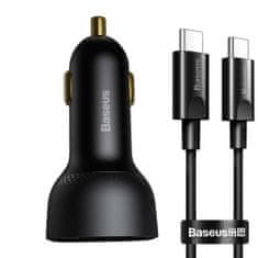 BASEUS Car Charger Superme fast charger U+C, PD 3.0, QC 3.0, SCP FCP AFC (with C+C cable 100W (20V/5A) 1m) 100W čierna (TZCCZX-01)