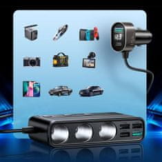 Joyroom Car Charger 9-in-1, (C+U+U+U+U+U+ 3 cigarette lighter socket) 154W, čierna (JR-CL06)