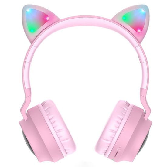 Hoco Bezdrôtové slúchadlá Cat Ear (W27) - skladacie s Bluetooth 5.0 - ružové