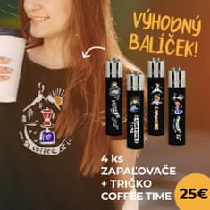 Clipper Výhodný balíček UNISEX Tričko kolekcie Forest Life - Cofee Time a 4ks zapaľovačov - black L