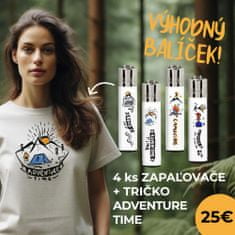 Clipper Výhodný balíček UNISEX Tričko kolekcie Forest Life - Adventure Time a 4ks zapaľovačov - white L