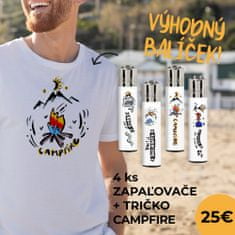 Clipper Výhodný balíček UNISEX Tričko kolekcie Forest Life - Campfire a 4ks zapaľovačov - white L