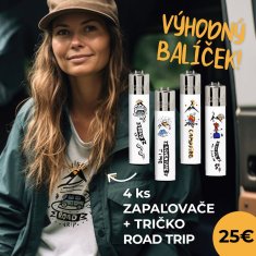 Clipper Výhodný balíček UNISEX Tričko kolekcie Forest Life - Road Trip a 4ks zapaľovačov - white L