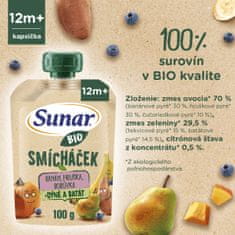 Sunar BIO ovocná kapsička Smícháček banán, hruška, tekvica, batáty a čučoriedky 12x100 g