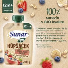 Sunar BIO ovocná kapsička Hopsáček jahoda, banán, čučoriedka a ovsené vločky 12x100 g