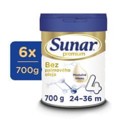 Sunar Premium 4 batoľacie mlieko, 6 x 700g