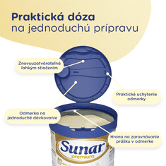 Sunar Premium 1 počiatočné dojčenské mlieko, 6 x 700 g