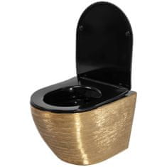 REA Carlo Flat, závesná WC misa 49x37x33 cm, zlatá brúsená-čierna, REA-C3300