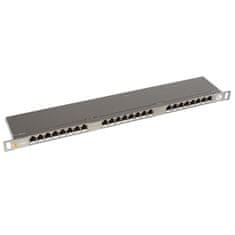 Solarix Patch panel 24xRJ45 CAT5E STP s vyväzovacou lištou nerez 0,5U SX24HD-5E-STP-SL