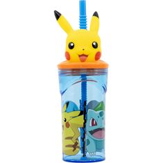 Stor Plastový pohárik Pokémon / hrnček Pokémon Pikachu 3D s brčkem 360 ml