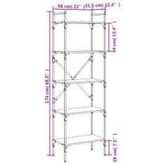 Petromila vidaXL Knižnica 5-poschodová dymový dub 56x31,5x174cm kompozitné drevo