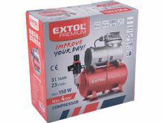 Extol Premium Kompresor bezolejový, 150W, max. tlak 6bar, nádrž 3l, EXTOL PREMIUM