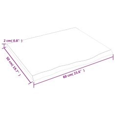 Vidaxl Kúpeľňová doska 60x50x2 cm neošetrený masív