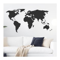 PIPPER. Samolepka na stenu "Mapa sveta - čierna" 64x125 cm