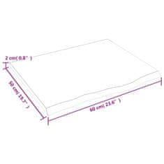 Vidaxl Kúpeľňová doska bledohnedá 60x50x2 cm ošetrený masív