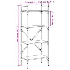 Vidaxl Knižnica 4-poschodová dub sonoma 56x31,5x138,5 kompozitné drevo