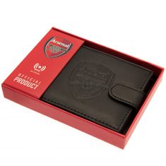 FAN SHOP SLOVAKIA Kožená peňaženka Arsenal FC, Čierna, Ochrana RFID, 11x10,5 cm